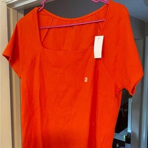 LOFT Orange Fitted Short Sleeve T-Shirt